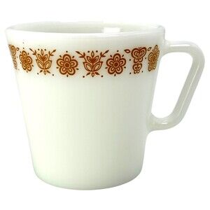 Pyrex Coffee Mug Cup Corning NY USA MCM VTG Pattern Butterfly Gold